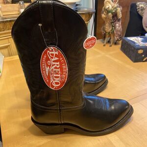 Laredo Mens Black Trucker CB Boots 9 Black Leather Mens Cowboy